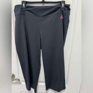 Adidas Grey Capri Athletic Wide Leg Pants with Orange Accent, No Pockets, Size L
